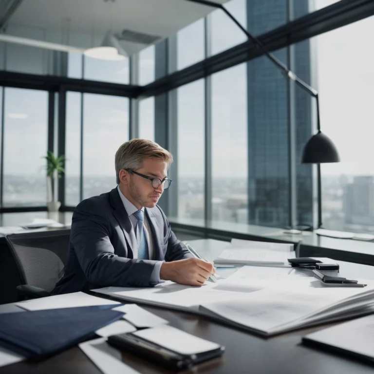 経営者が財務資料を検討している様子